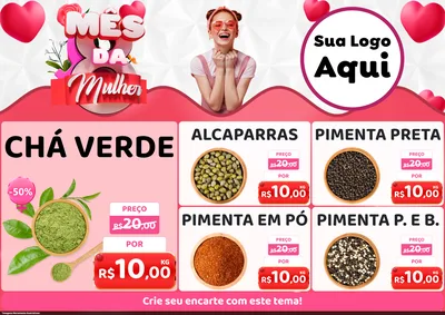 Modelo de Encarte para Encarte A4 Horizontal com o tema Mês da Mulher para Produtos Naturais