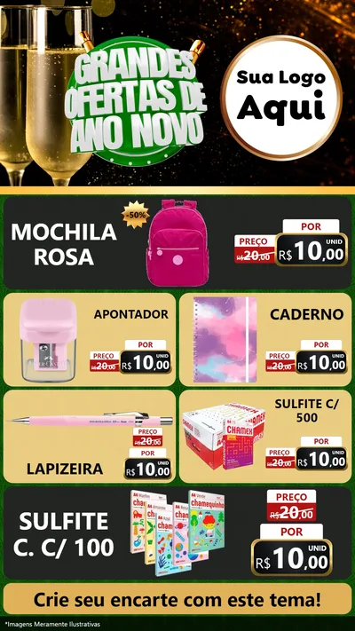 Modelo de TV para TV Vertical com o tema Grandes Ofertas de Ano Novo para Papelaria