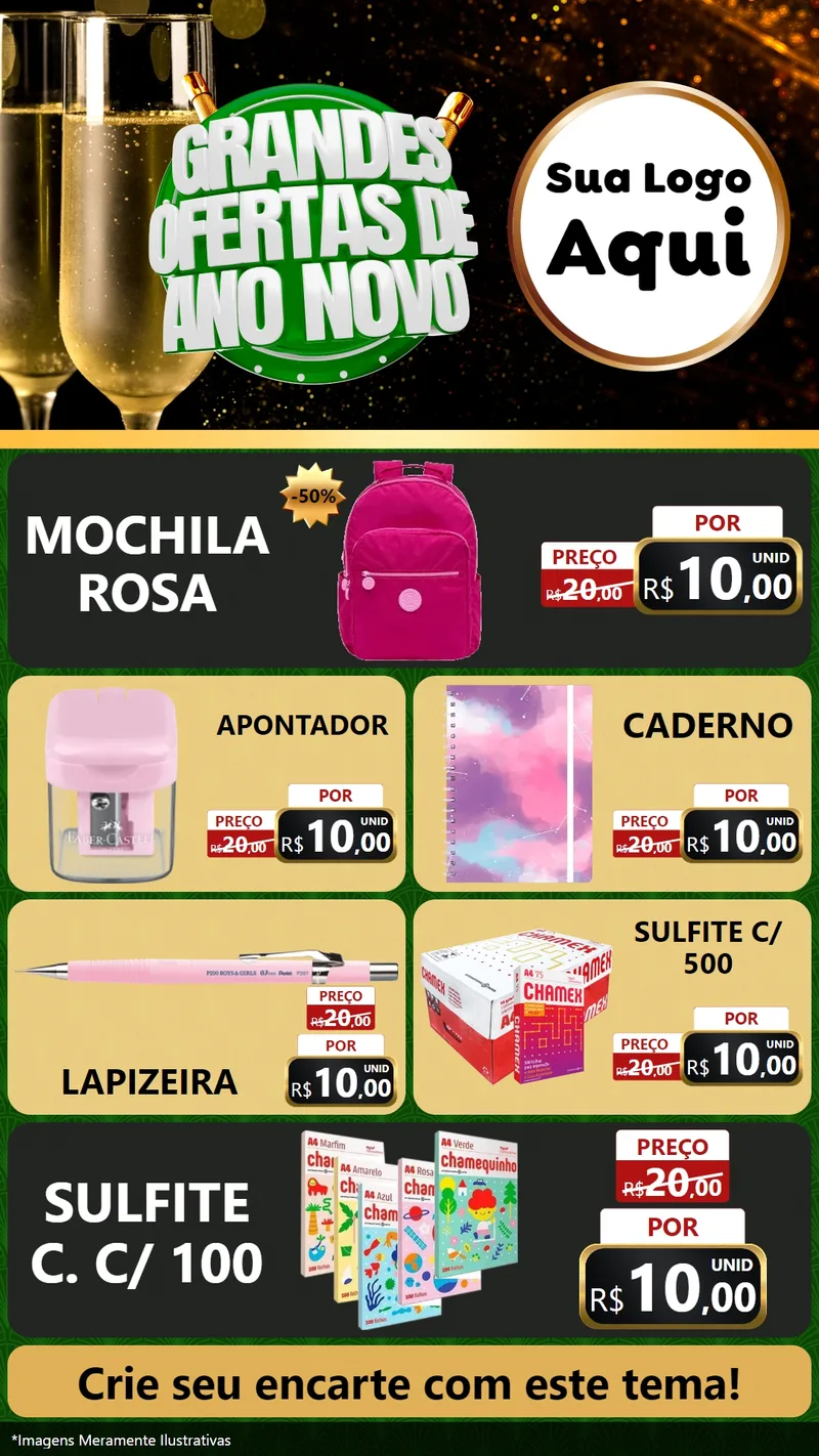 Modelo de TV para TV Vertical com o tema Grandes Ofertas de Ano Novo para Papelaria