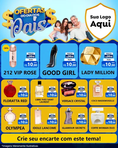Modelo de Rede Social para Feed Instagram com o tema Ofertas do Dia dos Pais para Perfumes