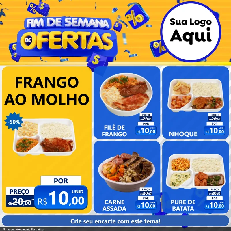 Modelo de Rede Social para Feed Facebook com o tema Fim de Semana de Ofertas para Restaurante
