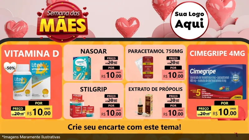 Modelo de TV para TV Horizontal com o tema Semana das Mães para Farmácia