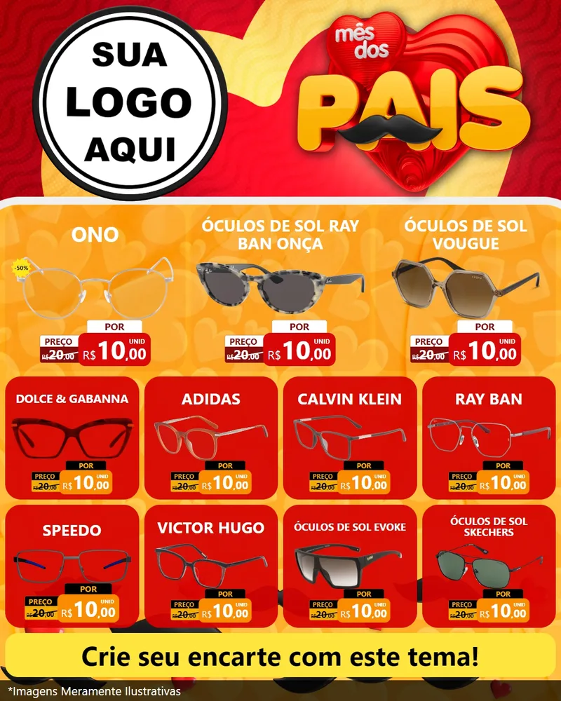 Modelo de Rede Social para Feed Instagram com o tema Mês Dos Pais para Óticas