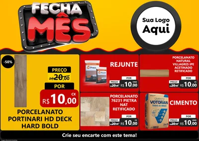 Modelo de Encarte para Encarte A4 Horizontal com o tema Fecha Mês para Pisos e revestimentos