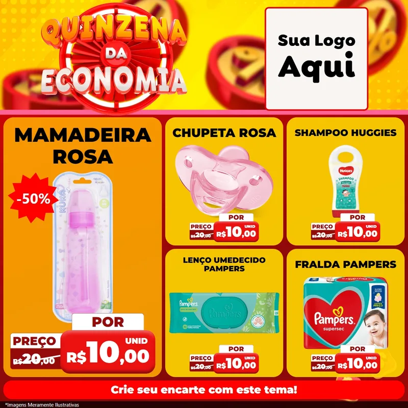 Modelo de Rede Social para Feed Facebook com o tema Quinzena Da Economia para Bebês