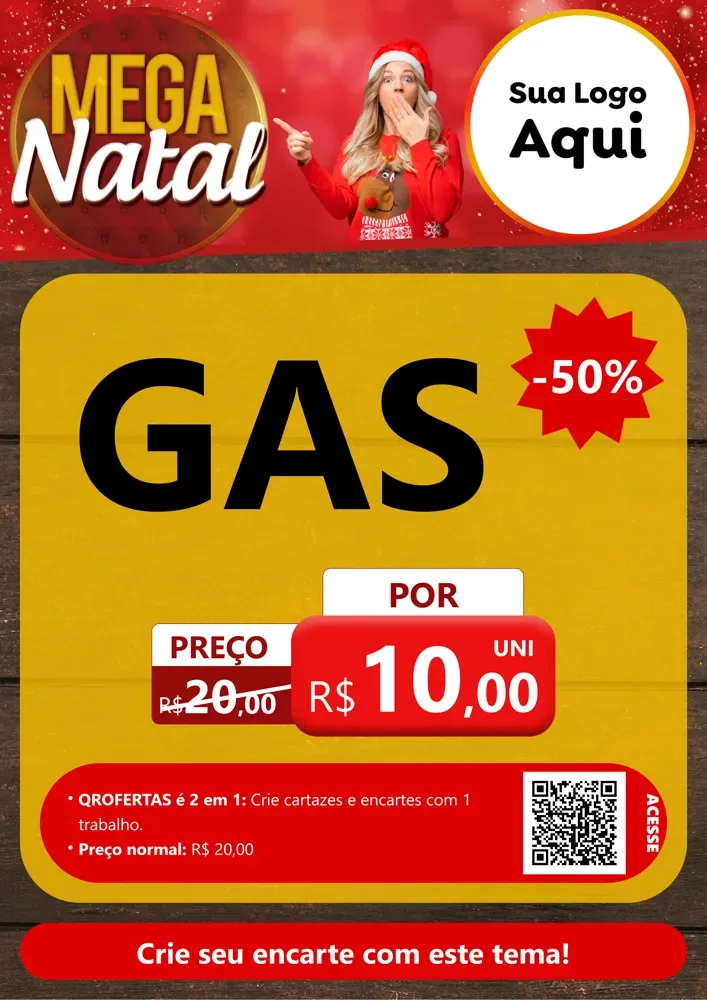 Modelo de Cartaz para Cartaz A4 Vertical com o tema Mega Natal para Água e gás