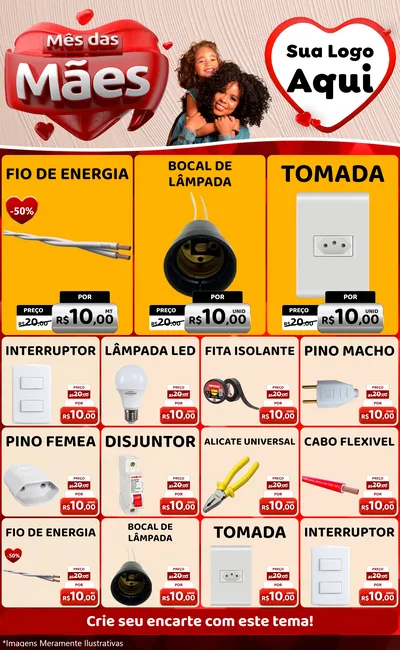 Modelo de Encarte para Encarte Grande com o tema Mês das Mães para Materiais Elétricos