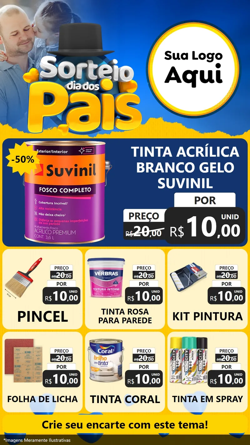 Modelo de Rede Social para Stories com o tema Sorteio Dia Dos Pais para Tintas e Ferramentas
