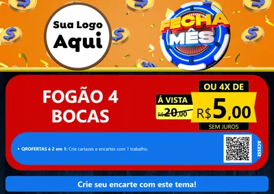 Modelo de Cartaz para Cartaz A4 Horizontal com o tema Fecha Mês para Móveis e Eletro