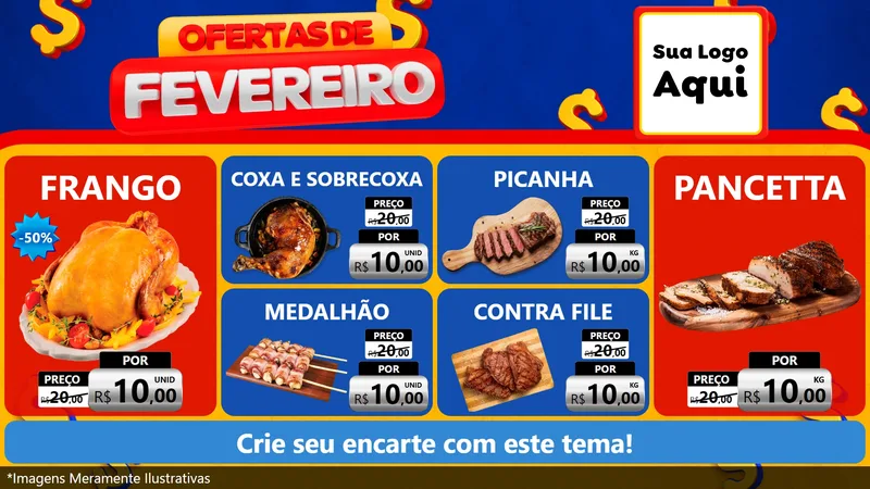 Modelo de TV para TV Horizontal com o tema Ofertas de Fevereiro para Assados