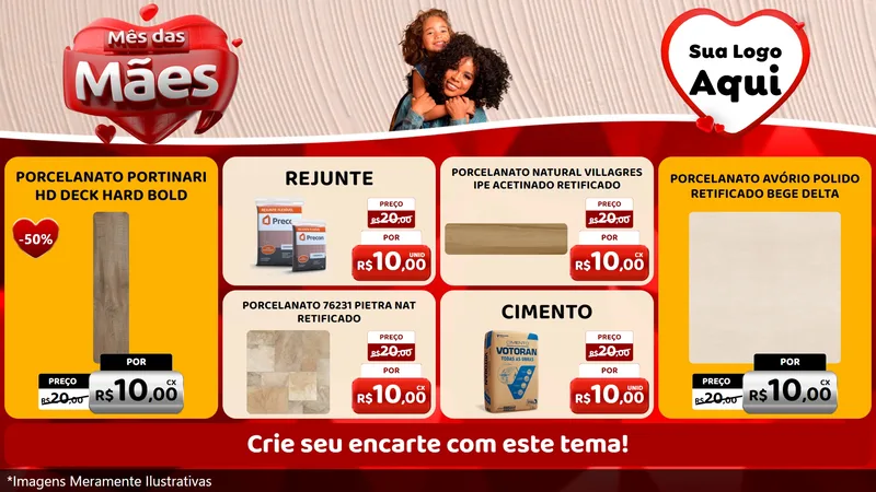 Modelo de TV para TV Horizontal com o tema Mês das Mães para Pisos e revestimentos