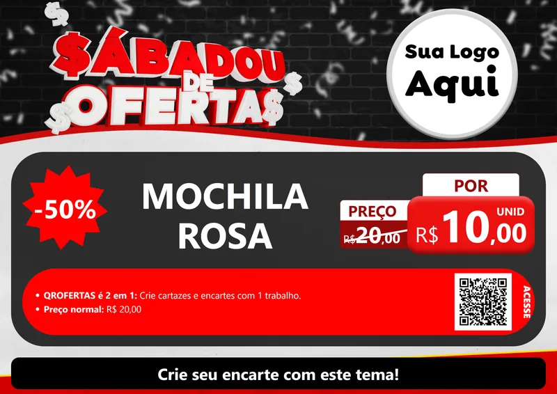 Modelo de Cartaz para Cartaz A4 Horizontal com o tema Sabadou de Ofertas para Papelaria
