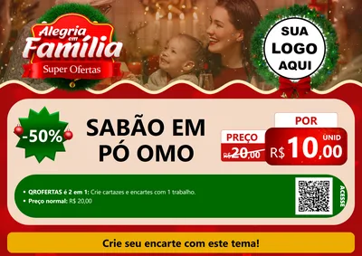 Modelo de Cartaz para Cartaz A4 Horizontal com o tema Alegria Em Família - Super Ofertas para Produtos de Limpeza