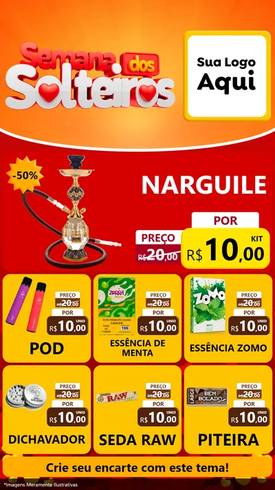 Modelo de Rede Social para Stories com o tema Semana dos Solteiros para Tabacaria