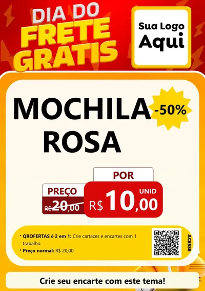 Modelo de Cartaz para Cartaz A4 Vertical com o tema Dia do Frete Grátis para Papelaria