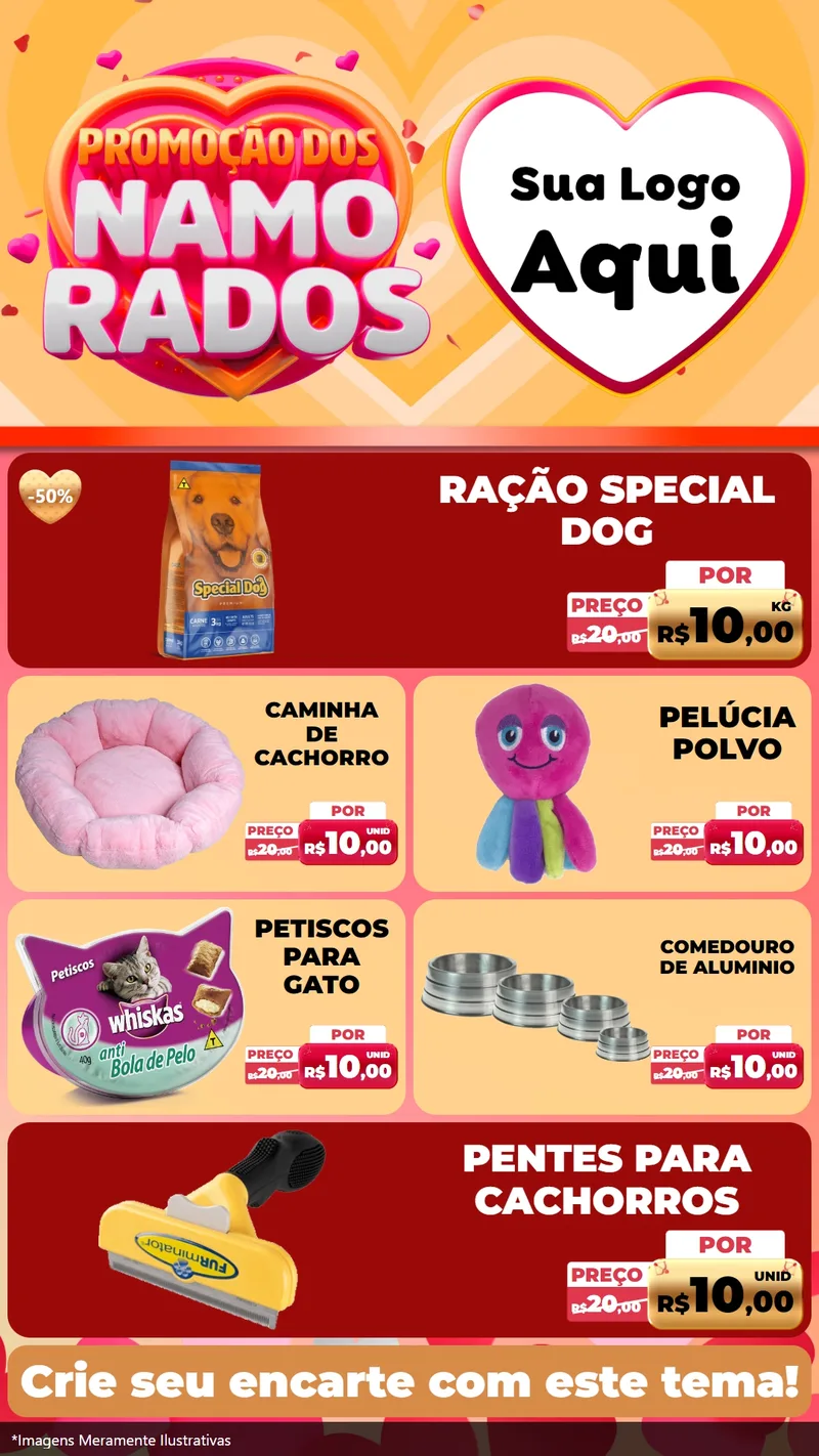 Modelo de TV para TV Vertical com o tema Promoção dos Namorados para Pet Shop