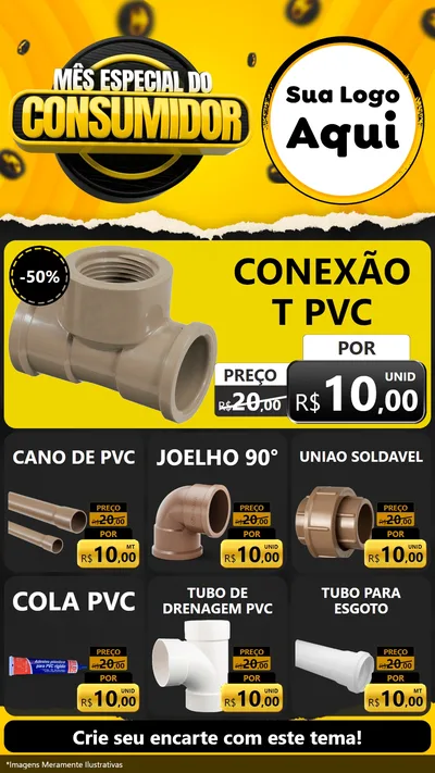 Modelo de Rede Social para Stories com o tema Mês Especial do Consumidor para Tubos e conexões