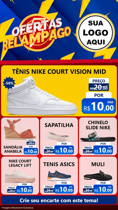 Modelo de Rede Social para Stories com o tema Ofertas Relâmpago para Calçados