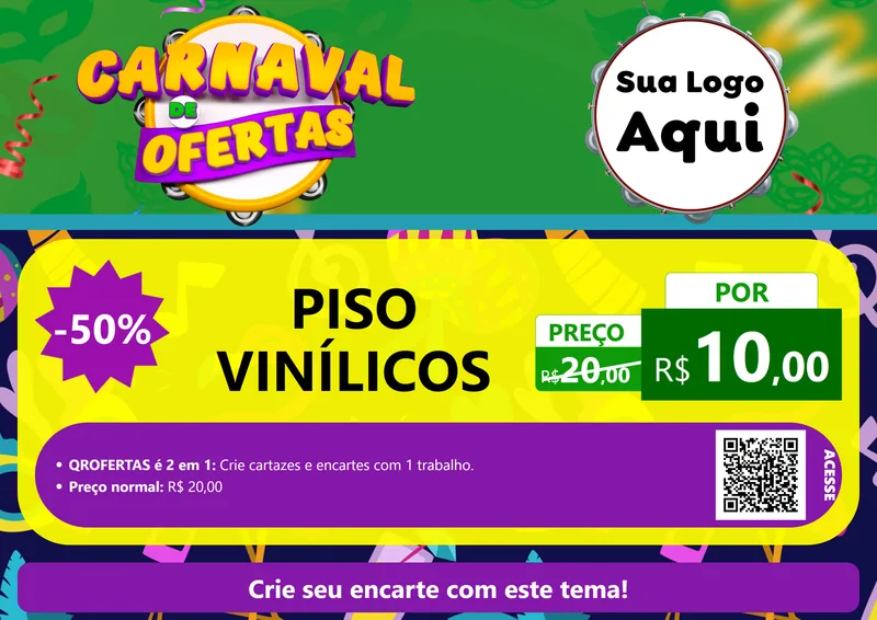 Modelo de Cartaz para Cartaz A4 Horizontal com o tema Carnaval de Ofertas para Material para Construção