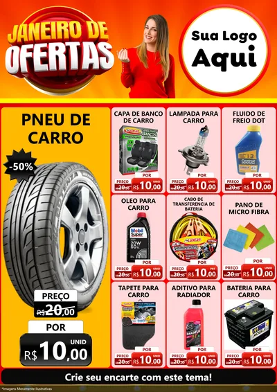 Modelo de Encarte para Encarte A4 Vertical com o tema Janeiro de Ofertas para Auto peças