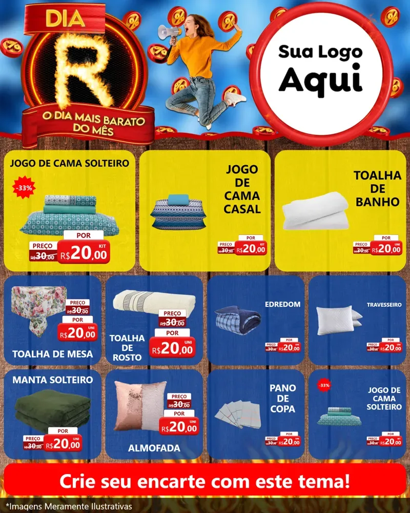 Modelo de Rede Social para Feed Instagram com o tema Dia R - O Dia Mais Barato Do Mês para Cama, Mesa e Banho