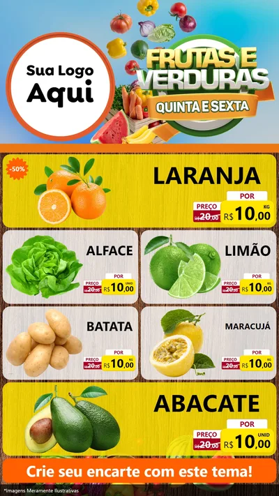 Modelo de TV para TV Vertical com o tema Frutas e Verduras Quinta e Sexta para Hortifrúti