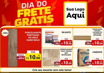 Modelo de Encarte para Encarte A4 Horizontal com o tema Dia do Frete Grátis para Pisos e revestimentos