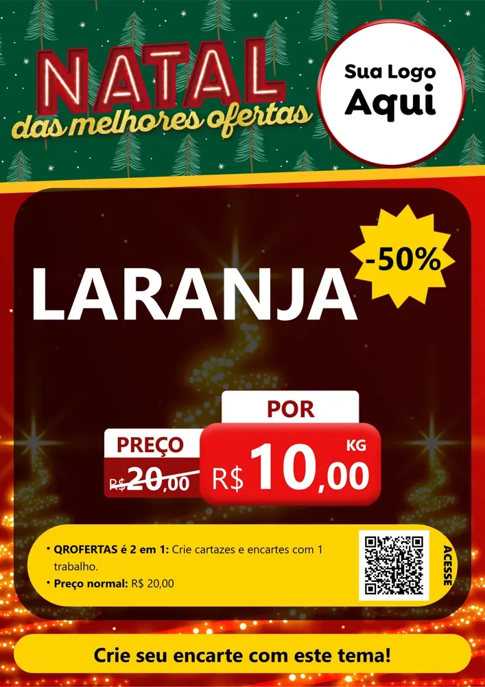 Modelo de Cartaz para Cartaz A4 Vertical com o tema Natal das Melhores Ofertas para Hortifrúti