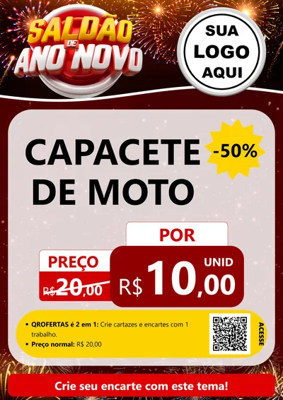Modelo de Cartaz para Cartaz A4 Vertical com o tema Saldão de Ano Novo para Moto peças
