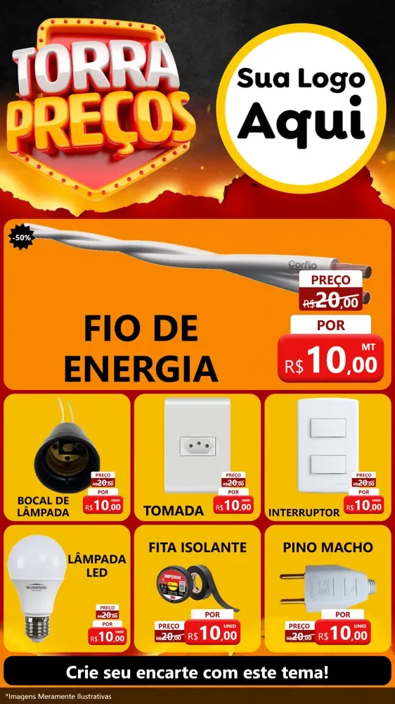 Modelo de Rede Social para Stories com o tema Torra Preços para Materiais Elétricos