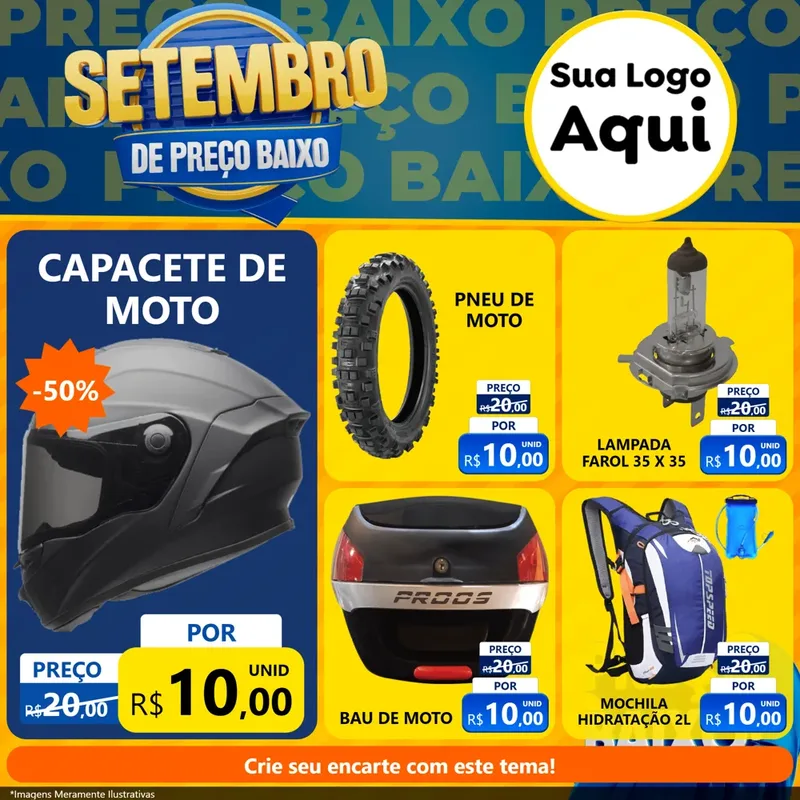 Modelo de Rede Social para Feed Facebook com o tema Setembro De Preço Baixo para Moto peças