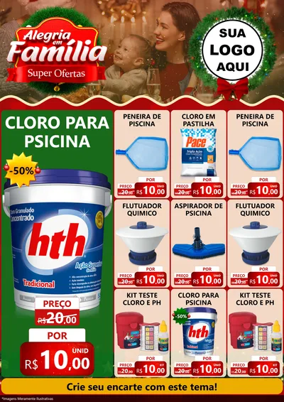 Modelo de Encarte para Encarte A4 Vertical com o tema Alegria Em Família - Super Ofertas para Produtos para Piscina