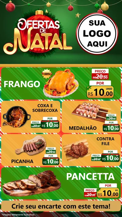 Modelo de TV para TV Vertical com o tema Ofertas de Natal para Assados