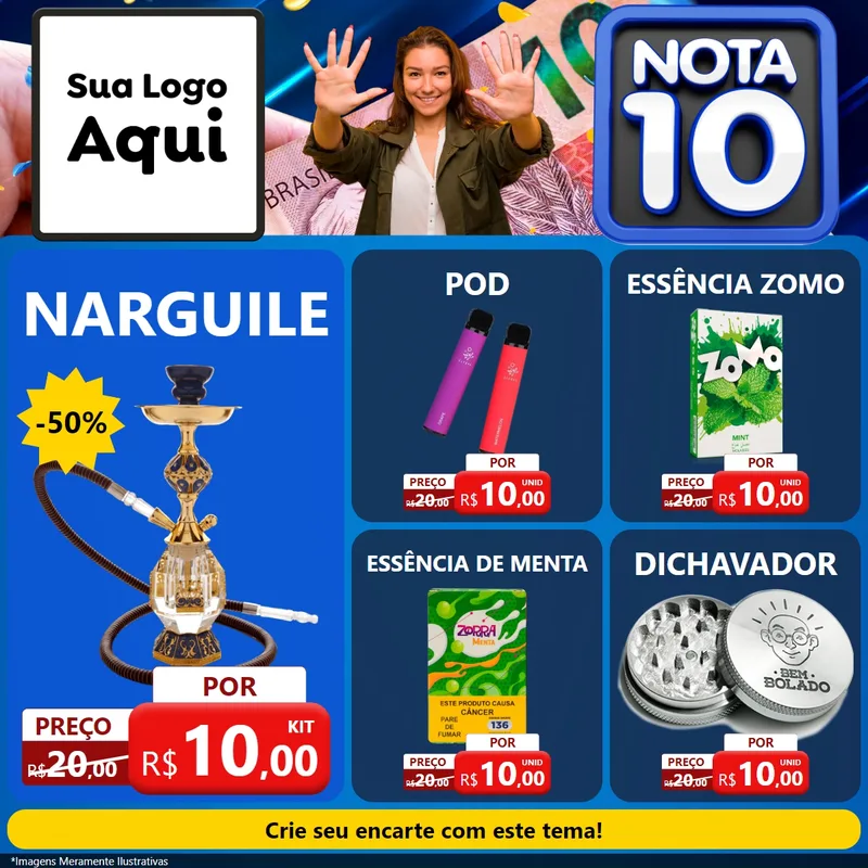 Modelo de Rede Social para Feed Facebook com o tema Nota 10 para Tabacaria