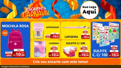Modelo de TV para TV Horizontal com o tema Esquenta de Carnaval para Papelaria