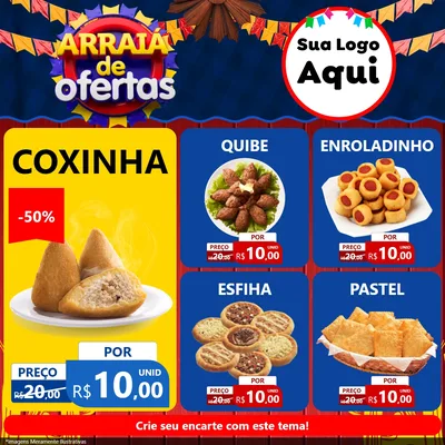Modelo de Rede Social para Feed Facebook com o tema Arraiá de Ofertas para Salgadaria