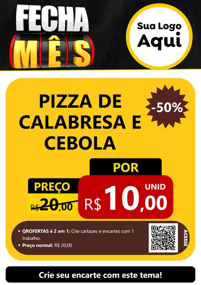 Modelo de Cartaz para Cartaz A4 Vertical com o tema Fecha Mês para Pizzaria