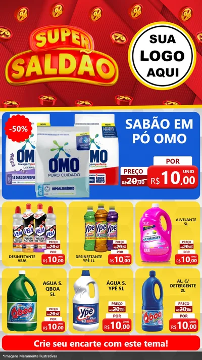 Modelo de Rede Social para Stories com o tema Super Saldão para Produtos de Limpeza