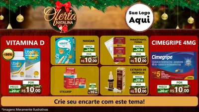 Modelo de TV para TV Horizontal com o tema Ofertas Natalina para Farmácia