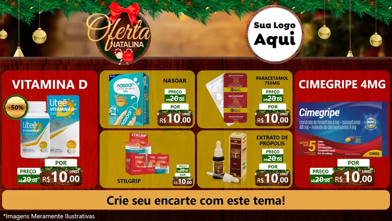 Modelo de TV para TV Horizontal com o tema Ofertas Natalina para Farmácia