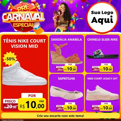 Modelo de Rede Social para Feed Facebook com o tema Pré-Carnaval Especial para Calçados