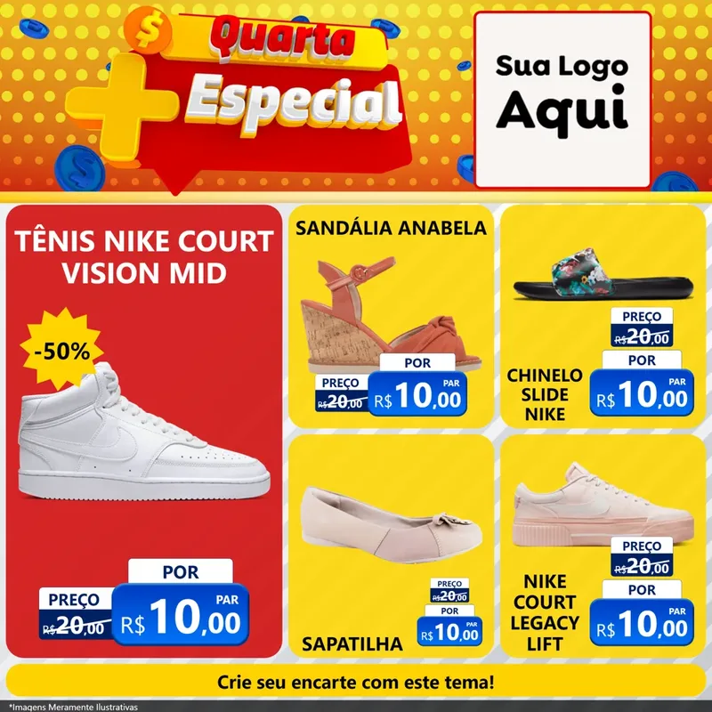 Modelo de Rede Social para Feed Facebook com o tema Quarta Mais Especial para Calçados