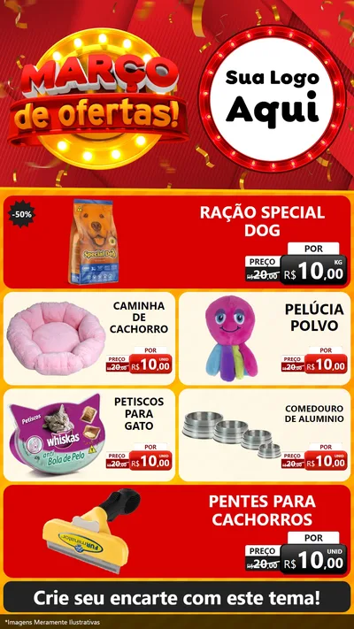 Modelo de TV para TV Vertical com o tema Março de Ofertas! para Pet Shop