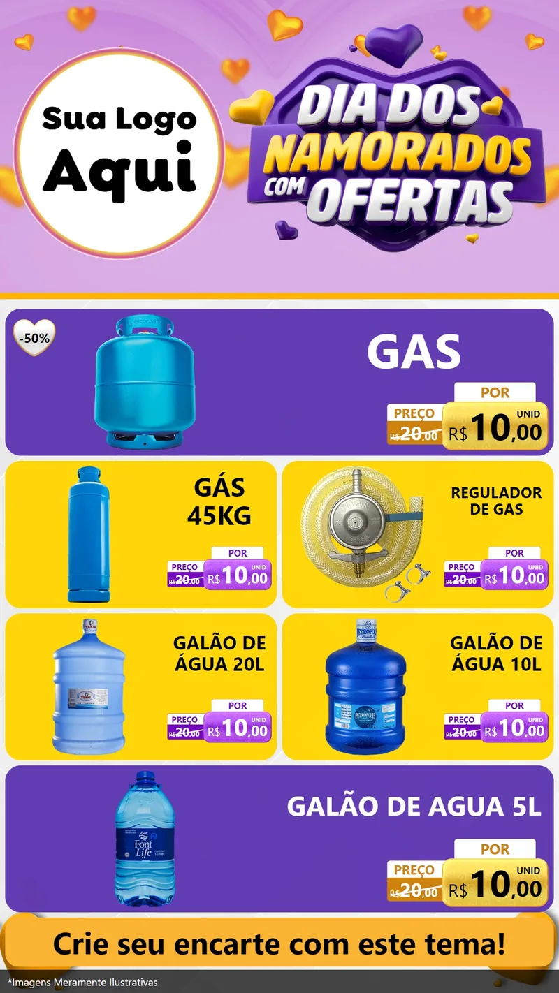 Modelo de TV para TV Vertical com o tema Dia Dos Namorados Com Ofertas para Água e gás