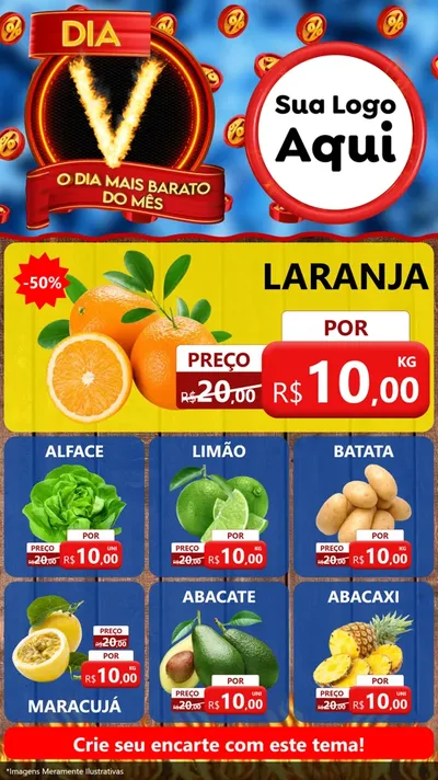 Modelo de Rede Social para Stories com o tema Dia V - O Dia Mais Barato Do Mês para Hortifrúti