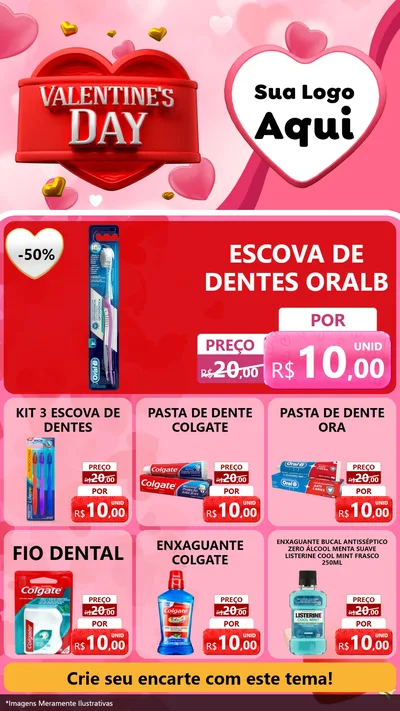 Modelo de Rede Social para Stories com o tema Valentine's Day para Higiene Pessoal
