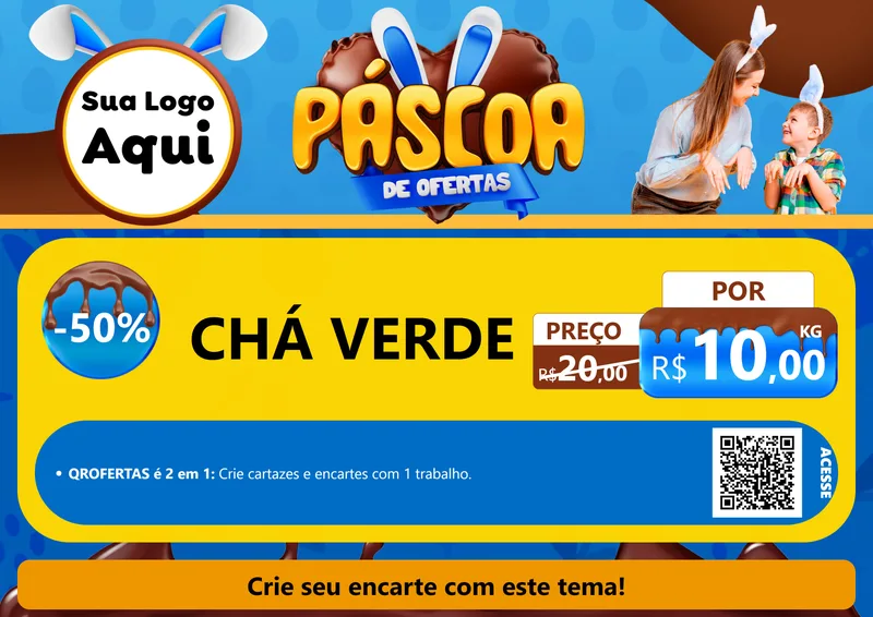 Modelo de Cartaz para Cartaz A4 Horizontal com o tema Páscoa de Ofertas para Produtos Naturais