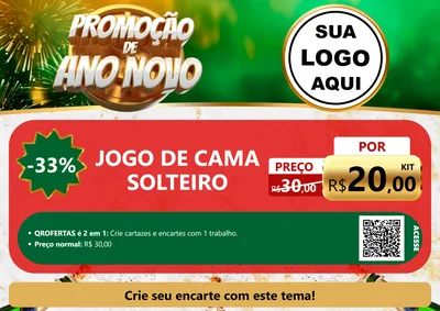 Modelo de Cartaz para Cartaz A4 Horizontal com o tema Promoção de Ano Novo para Cama, Mesa e Banho