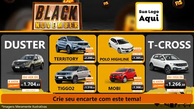 Modelo de TV para TV Horizontal com o tema Black November para Concessionaria de Carros