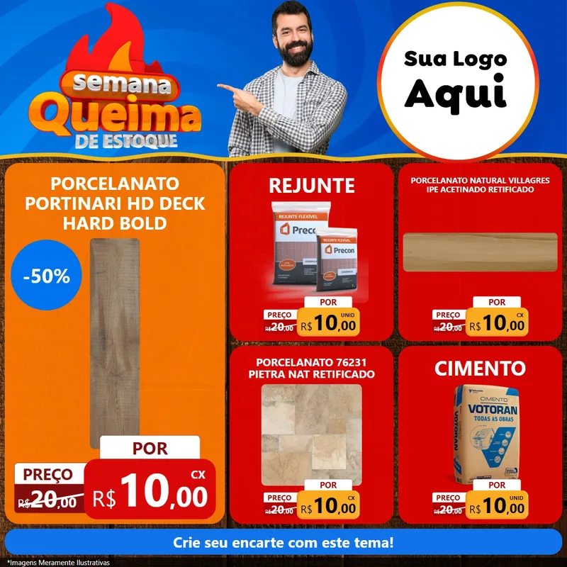 Modelo de Rede Social para Feed Facebook com o tema Semana Queima de Estoque para Pisos e revestimentos